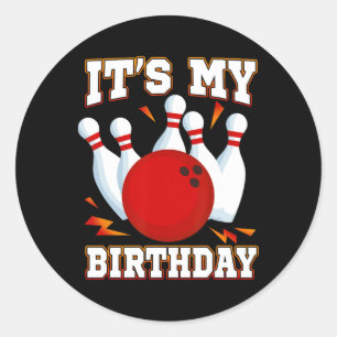 Sticker Rond C'est ma fête de quilles d'anniversaire