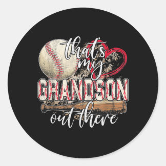 Sticker Rond C'est ma grand-mère de baseball là-bas