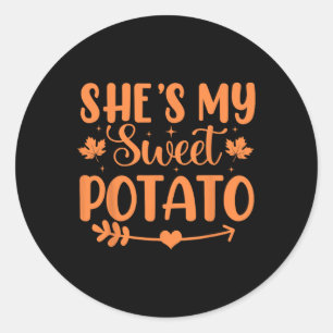 Sticker Rond C'est ma pomme de terre sucrée d'automne Thanksgiv