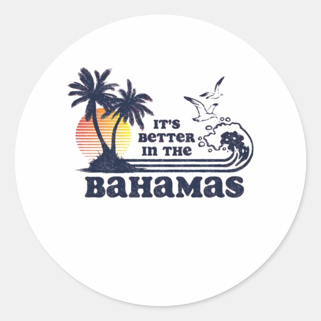Sticker Rond C'est mieux aux Bahamas (Devant)