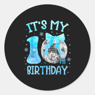 Sticker Rond C'est mon 10e anniversaire Coquette Bow Disco 10 a