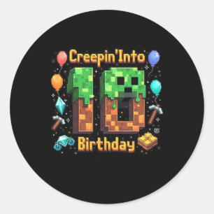 Sticker Rond C'est mon 10e anniversaire garçon joueur qui se gl