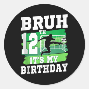 Sticker Rond C'est mon 12e anniversaire garçon fête de foot 12