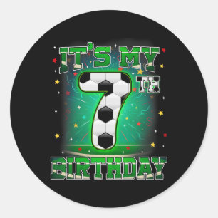 Sticker Rond C'est mon 7e anniversaire Garçons Football 7 ans P