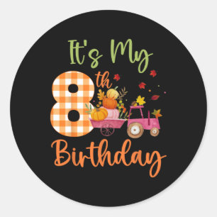 Sticker Rond C'est mon 8e anniversaire 8 ans Citrouille Fall Fa