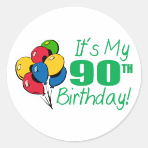 Sticker Rond C'est mon 90e anniversaire (Ballons)