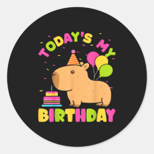 Sticker Rond C'est mon anniversaire filles amoureuses de capyba