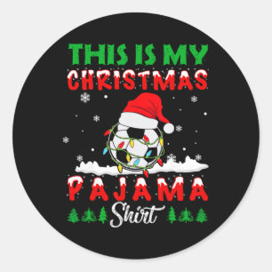 Sticker Rond C'est Mon Chapeau De Santa De Football De Pyjama D