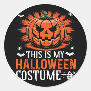Sticker Rond C'Est Mon Costume D'Halloween Citrouille Drôle
