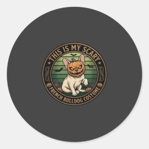 Sticker Rond C'est mon costume effrayant de bouledogue français