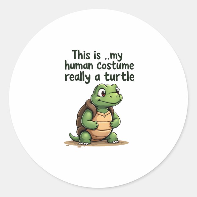 Sticker Rond C'est mon costume humain Je suis vraiment un T-Shi (Devant)