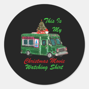 Sticker Rond C'Est Mon Film De Noël Regarder Nourriture Camion