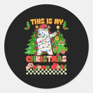 Sticker Rond C'Est Mon Pyjama De Noël Drôle Ours Lar Dabbing