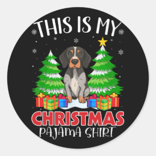 Sticker Rond C'Est Mon Pyjama De Noël Pointer Chien Xm
