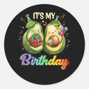 Sticker Rond C'est My Birthday Avocado thème Party Mamacado Cou