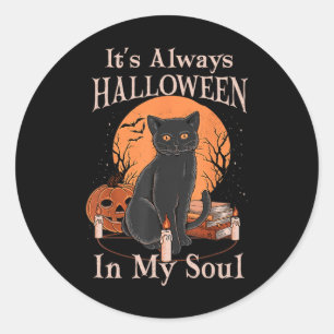 Sticker Rond C'est toujours Halloween dans mon âme Citrouille C