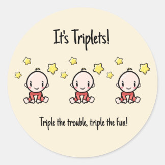 Sticker Rond C'est Triplets !, Propre Texte, Triplet Bébés pers