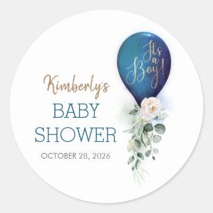 Sticker Rond C'est un Baby shower Bleu Garçon