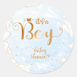 Sticker Rond C'est un Baby shower de garçon et de prince