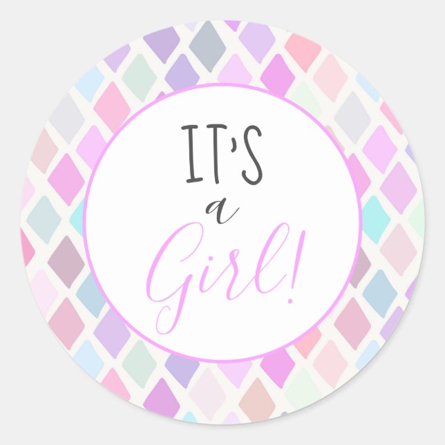 Sticker Rond C'est un Baby shower de Motif géométrique Girl Pas (Devant)
