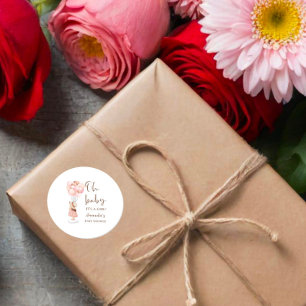 Sticker Rond C'est un ballon volant pour fille Baby shower