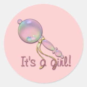 STICKER ROND C'EST UN BÉBÉ DE FILLE DE SHARON SHARPE
