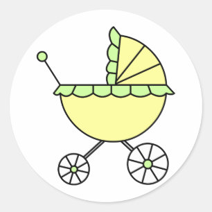 Sticker Rond C'est un bébé ! Voiture d'enfant de vert jaune