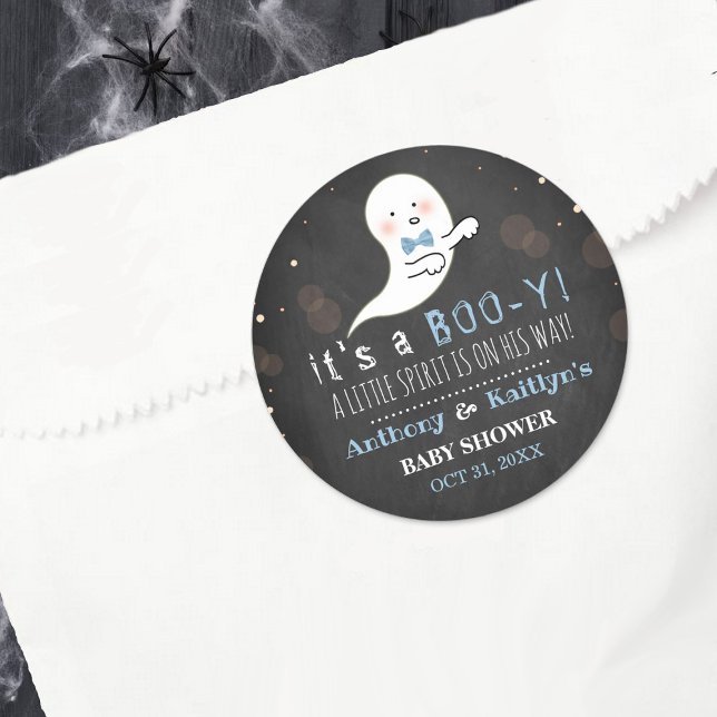 Sticker Rond C'est un boo-y ! Baby shower d'Halloween Little Sp (Créateur téléchargé)