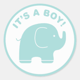 Sticker Rond C'est un chevalier bleu Eléphant Baby shower garço