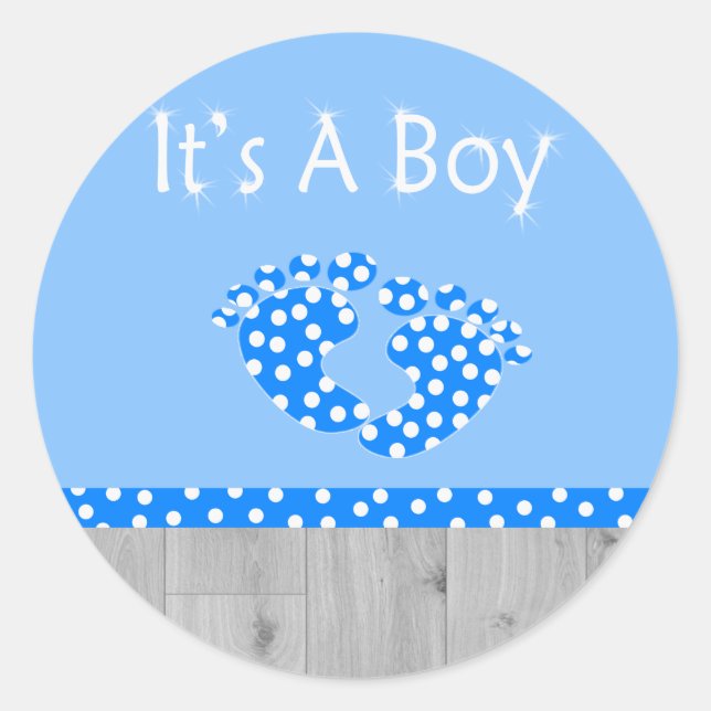 Sticker Rond c'est un garçon aux pieds bleus (Devant)