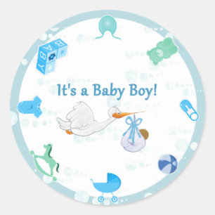 Sticker Rond C'est un garçon - baby shower personnalisé