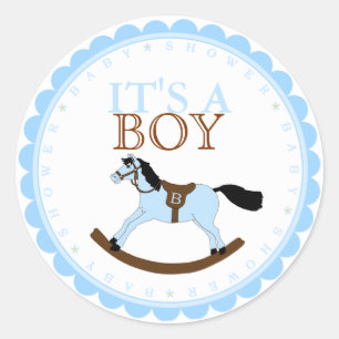 Sticker Rond C'est Un garçon Blue Rocking Horse