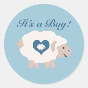 Sticker Rond C'est un garçon ! Mama Sheep
