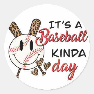 Sticker Rond C'est un match de baseball de Kinda Day, un joueur