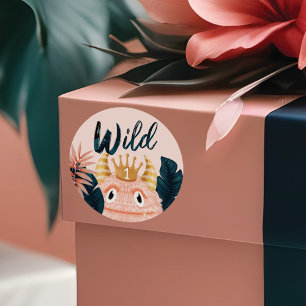Sticker Rond C'est un monstre rose sauvage et une jungle tropic