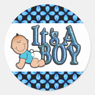 Sticker Rond C'est un petit texte bleu brillant avec une feuill