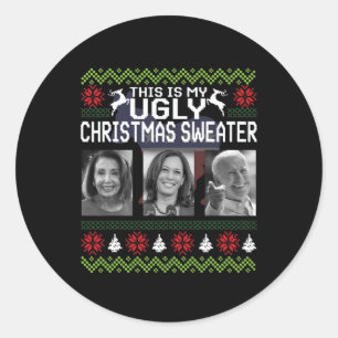 Sticker Rond C'est un vilain pull de Noël Joe Biden Harris