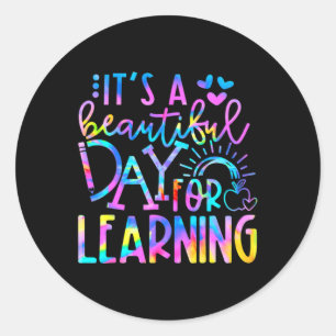 Sticker Rond C'est une belle journée pour apprendre Tie Dye Ret