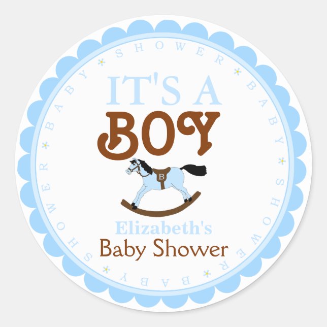Sticker Rond C'est une faveur pour Baby shower-garçon (Devant)