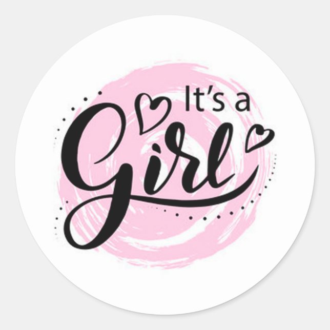 Sticker Rond C'est une fille (Devant)