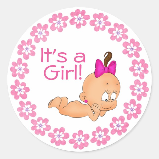 Sticker Rond C'est une fille (Devant)