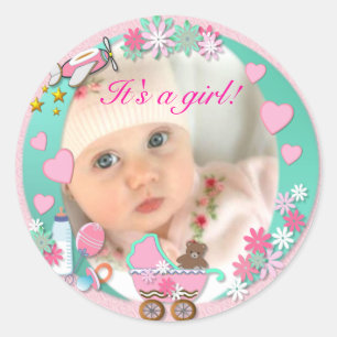 Sticker Rond C'est une fille ! ~ Autocollant/scellant n° 2
