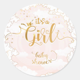 Sticker Rond C'est une fille - Baby shower princesse