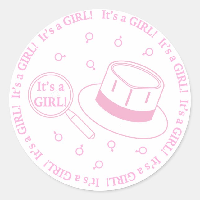 Sticker Rond C'est une fille ! faire-part (Devant)