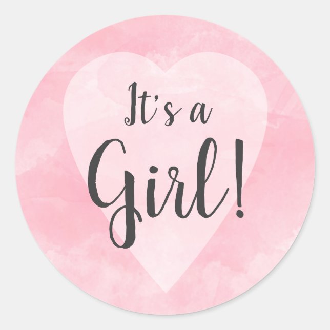 Sticker Rond C'est une fille, nouveau faire-part de faveur bébé (Devant)