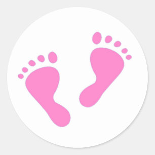 Sticker Rond C'est une fille - Pieds de bébé rose