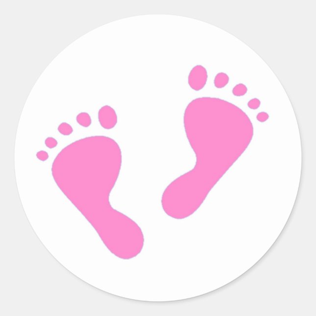 Sticker Rond C'est une fille - Pieds de bébé rose (Devant)