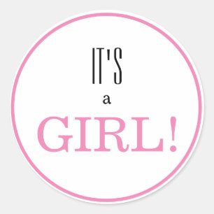 Sticker Rond C'est une fille ! Révélation de genre pour bébé ro