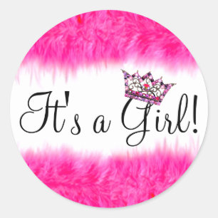 Sticker Rond « C'est une fille ! » Tiara Bébé