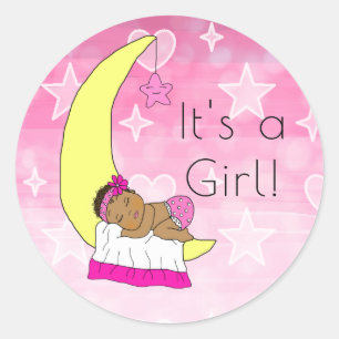 Sticker Rond C'est une fille, une petite fille sur une ethnie r